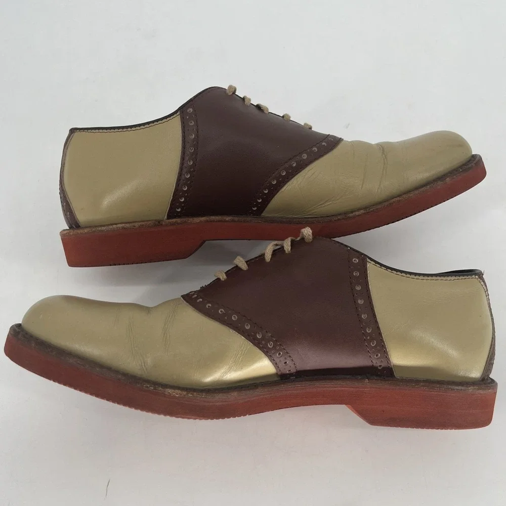 Cole Haan Saddle Shoes Mens 8.5 D/B Two Tone Brick Sole Buck Vintage Oxford USA